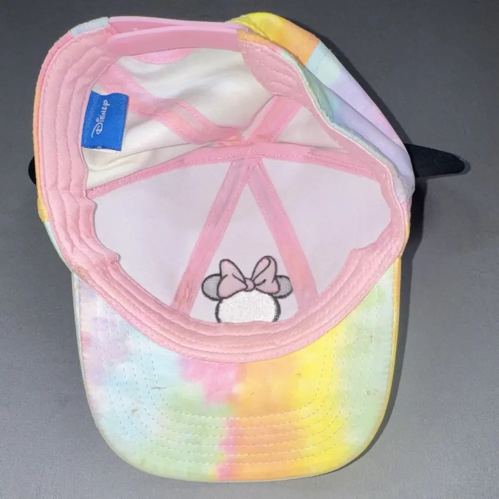 Disney Minnie Mouse Tie-Dye Baseball Cap Hat w/ Ears & Pink Bow Adult Unisex